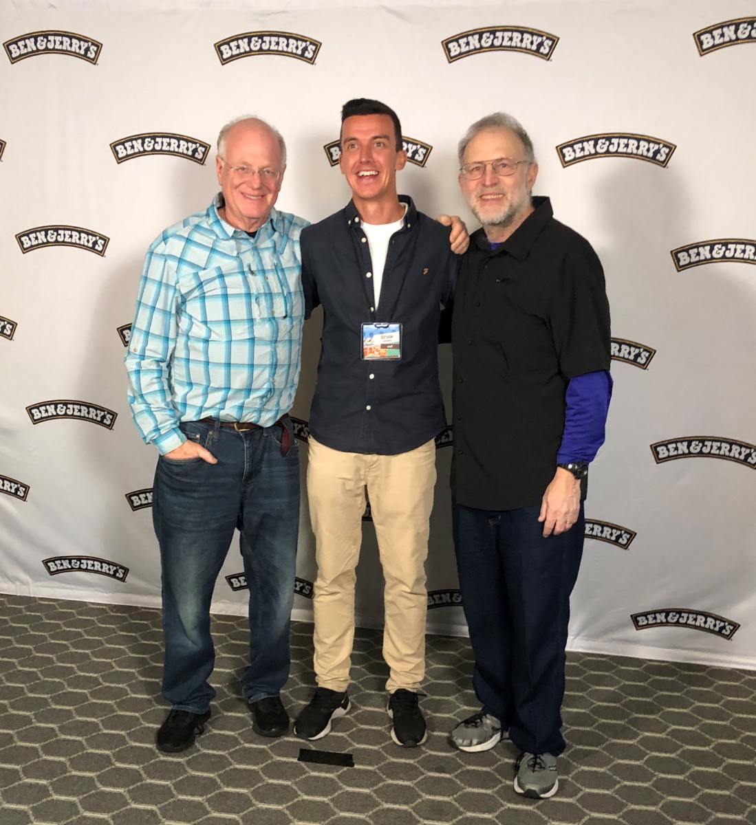 "Bruce Lambert with the co-founders of Ben & Jerrys."